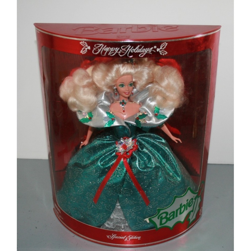 Mattel 14123 Happy Holidays Barbie Doll Green Satin Dress Special Edition 1995